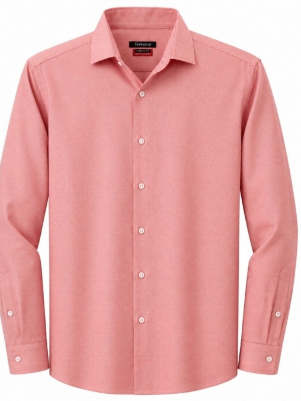 Van Heusen Men’s Coral-Pink Long Sleeve Dress Shirt Slim Fit 16.5 L/G